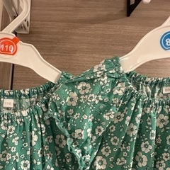 子供服　まとめ売り　ワンピース 花柄 グリーン　姉妹　お揃い　110 80の画像