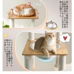 キャットタワー 木製 据え置き スリム 宇宙船 厚さを増した板材 大型猫用の画像