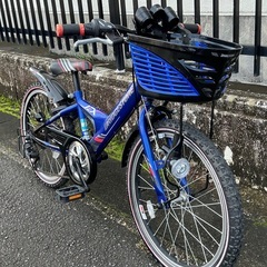 🉐11/1〜PayPay10%還元中＜使用少＞ブリヂストン・エクスプレス 20インチ・ジュニア自転車・シマノ6段シフト 点灯虫ライト、鍵付き ブルーの画像