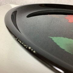 琉球漆器盆　お盆　ハイビスカス　スタンド付　トレー　工芸品の画像