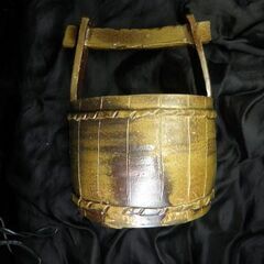 備前焼 手桶型 水差し・花入れ 本山和泉作 陶印「心」入 長期保管品 取りに来ていただける方 受け渡し日時自由の画像