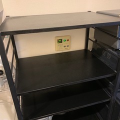 キッチンラック レンジ台スリム幅60キッチンワゴン引き出し付可変棚の画像