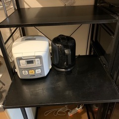 キッチンラック レンジ台スリム幅60キッチンワゴン引き出し付可変棚の画像