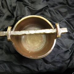 備前焼 手桶型 水差し・花入れ 本山和泉作 陶印「心」入 長期保管品 取りに来ていただける方 受け渡し日時自由の画像