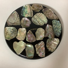 鍋敷き　アバロンシェル　ハワイ　ルサイト製トリベット　アワビの貝殻　飾り　置物の画像