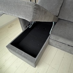 【無料】ニトリ L字ソファベッド✨収納付き・グレー・あきる野引き取り限定の画像