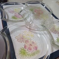 クリスタルグラス HOYAクリスタル ５客　紫陽花模様 クリスタル小鉢虹色の画像