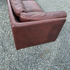 レトロ調 3人掛けソファ ブラウン 合皮 L字タイプ 分割式の画像