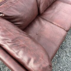 レトロ調 3人掛けソファ ブラウン 合皮 L字タイプ 分割式の画像