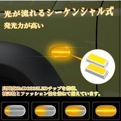 ジムニー以外にも適合 新品未開封 流れるウィンカー 現行ジムニー jb64 ジムニーシエラ jb74 jb23 JB43W led サイドマーカー アルトラパン HE21S キャリイトラック DA63T スズキ適用 シーケンシャルウインカー マッダ用 AZオフロード スピアーノHF21S シボレークルーズ HR52Sなど対応 シーケンシャルウィンカー 流れるウインカー ②の画像