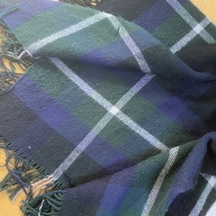 あったかストール　襟付き　グリーンチェック　の画像