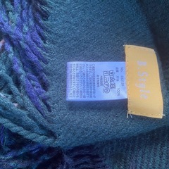 あったかストール　襟付き　グリーンチェック　の画像