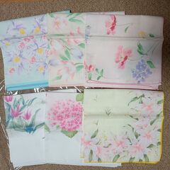 未使用保管品　大判花柄2重ガーゼハンカチ　6枚セット　の画像