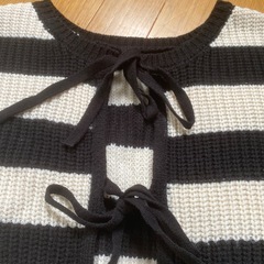 WEGO  ウィゴー　ボーダー　ショート丈　カーディガン　リボン付きの画像