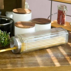 量り付きステンレス蓋ガラスパスタポットの画像