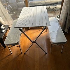 アルミ簡単テーブル、イス、セットの画像