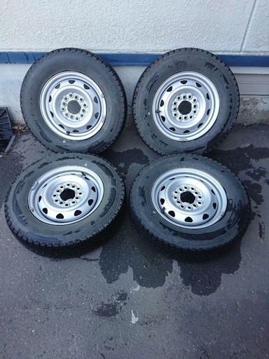 【中古品】145/80/12、ダンロップ軽トラック、バンスタットレスタイヤ×ホイール 4本