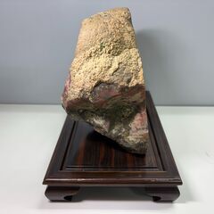 ▲インカローズ ロードクロサイト 鑑賞石 重量 8.8kg 木製台座付 鉱物 原石 天然石 長期保管品の画像