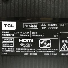 2025年美品 TCL　32型　スマート液晶テレビ Google TV 32S5K　の画像