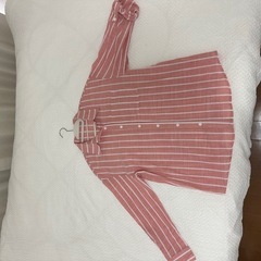 SHIEN リネン風ストライプシャツ　サイズL　の画像