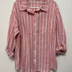 SHIEN リネン風ストライプシャツ　サイズL　の画像