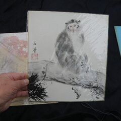 玉堂美術館の色紙2枚 長期保管品 透明袋入り 取りに来ていただける方 受け渡し日時自由の画像