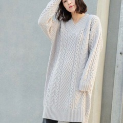 niko and… アラン柄Vネックニットワンピース　レディース　服の画像