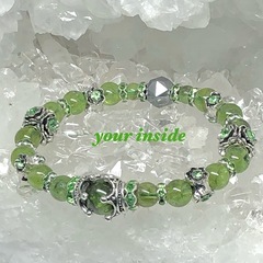 ペリドット ヨーロピアン 花形 天然石ブレスレットの画像
