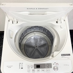 【配送設置無料】SHARP シャープ　洗濯機　4.5kg ES-G4E5の画像