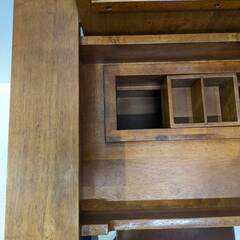 ヴィンテージ風スツール付天然木ドレッサーの画像