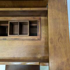 ヴィンテージ風スツール付天然木ドレッサーの画像