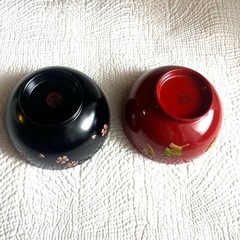 琉球漆器　赤　黒　汁椀　茶碗　の画像