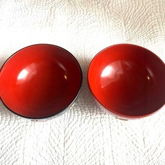 琉球漆器　赤　黒　汁椀　茶碗　の画像