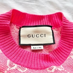 【３日まで　値下げ可能　極美品】　グッチ　GGパターン　ジャガード　ニットワンピース　ピンクの画像