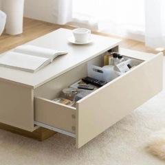 引き出し付き センターテーブル グレージュの画像