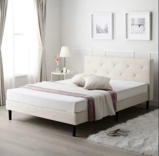 布張りすのこベッド ダブル ILONA イロナ マットレス付き✨