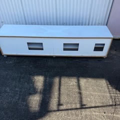 【美品】ホワイト テレビボード／ローボード 幅180cm｜収納たっぷり・コロ付きで移動もラクラク｜伊勢崎市宮子町の画像