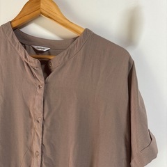 ベージュブラウンブラウスチュニックワンピ4Lの画像