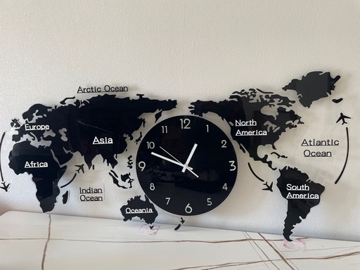 アクリル世界地図の時計、お洒落で希少