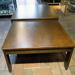 千趣会 丸みの伸長式テーブル 座卓テーブル ローテーブル 幅85～145cm 奥行70cm 木製 ローテーブル 札幌市 東区 新道東店の画像