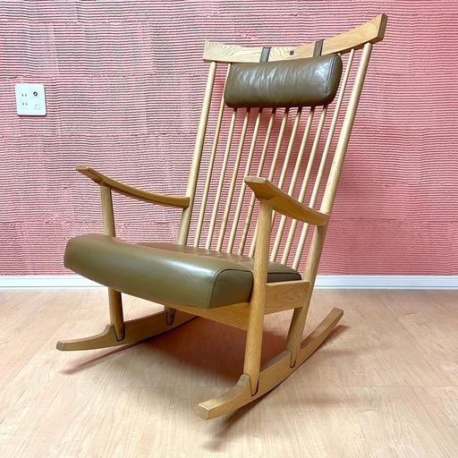 【11/30まで】廃盤革 旭川家具 リキロッカー カンディハウス名品 渡辺力 ロッキングチェア