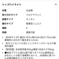 山善(YAMAZEN) レンジラック ゴミ箱上ラック (2口コンセント付き) 【全体耐荷重60kg】 幅50-79.5×奥行42×高さ170cm 棚板高さ調節可能 棚板2枚 フック4個付き レンジ台 ラック 組立品 ブラック EPE-2(BK)の画像