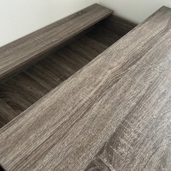 収納付きダークブラウンローテーブル（リフトアップ式）の画像