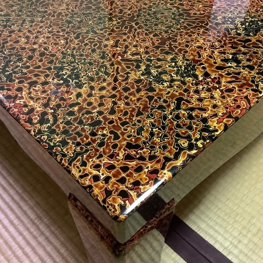 美品　津軽塗り　座卓　漆塗装　天然木　テーブル　レトロ　約91×121㎝