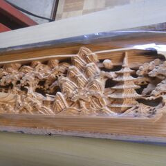 杉板彫刻欄間厚６㎝　６尺の画像