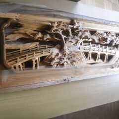 杉板彫刻欄間厚６㎝　６尺の画像