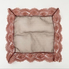 ブラウン レースエッジ ドット模様 ハンカチの画像