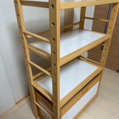 【子供用 木製ラック】引き出し付き収納棚 ナチュラルの画像