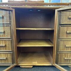 店頭引き渡し 中古 ラタン 籐 キャビネット サイドボード チェスト テレビ台 家具の画像
