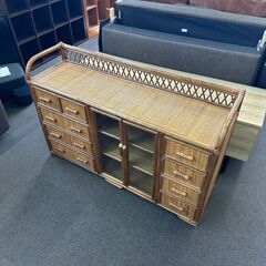 店頭引き渡し 中古 ラタン 籐 キャビネット サイドボード チェスト テレビ台 家具の画像